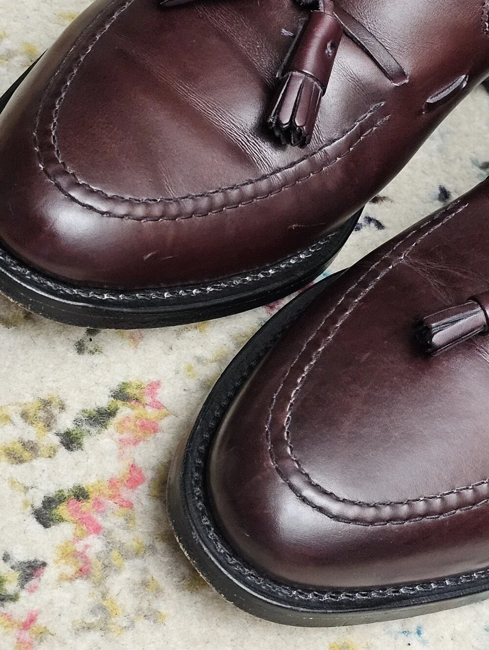 Allen Edmonds Grayson Tassel Loafers Men's Dress Shoes 8.5 D Burgundy Oxblood